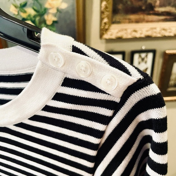 Banana Republic Factory 3/4 sleeve stretch knit sweater dress SZ M black white - Picture 5 of 9